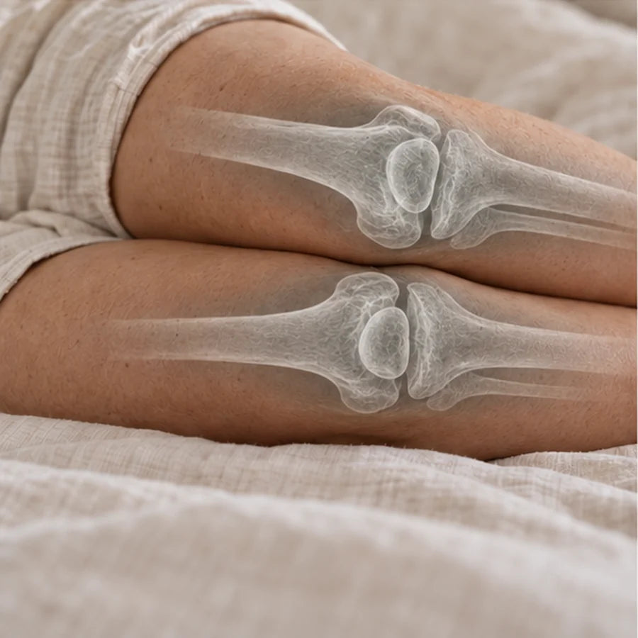 Illustration radiographique du soutien entre les genoux